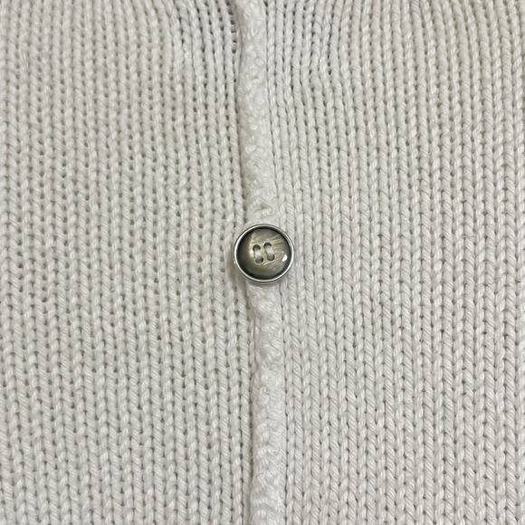 Pure Handknit Cotton Rugby Stripe Sweater White Black Coastal Nautical - Picture 6 of 10